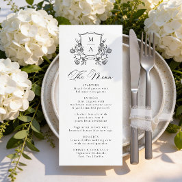Elegant Bloemenkroon Monogram Trouw- Menu
