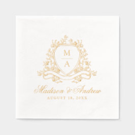 Elegant Bloemenkroon Monogram Trouwdag Folie Servetten