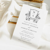 Elegant Bloemenkroon Monogram Trouwdag Kaart