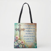 Elegant bloemenkruis Christelijke Schrift Pasen Tote Bag (Voorkant)