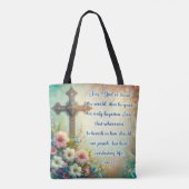 Elegant bloemenkruis Christelijke Schrift Pasen Tote Bag (Achterkant)