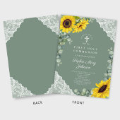 Elegant Bloemenkruis Eerste Heilige Communie Kaart