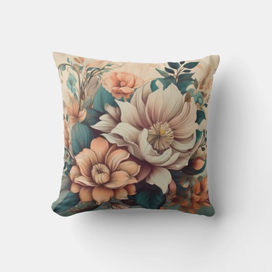 Elegant  bloemenkussen met dubbelzijdig kussen (Voorkant)