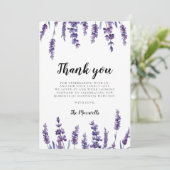 Elegant bloemenlavendel Baby shower Bedankkaart (Staand voorkant)
