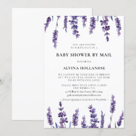 Elegant bloemenlavendel Baby shower per post Kaart