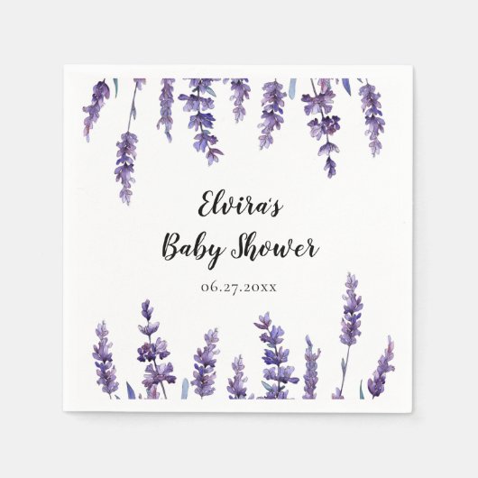 Elegant bloemenlavendel Baby shower Servet (Voorkant)