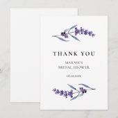 Elegant bloemenlavendel Vrijgezellenfeest Bedankkaart (Voorkant / Achterkant)