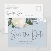 Elegant Bloemenlicht Blauw Bruiloft Save the Date Aankondigingskaart (Voorkant / Achterkant)