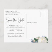 Elegant Bloemenlicht Blauw Bruiloft Save the Date Aankondigingskaart (Achterkant)