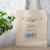 Elegant Bloemenmeisje Blue Floral Calligrafie Tote Bag