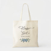 Elegant Bloemenmeisje Blue Floral Calligrafie Tote Bag (Voorkant)