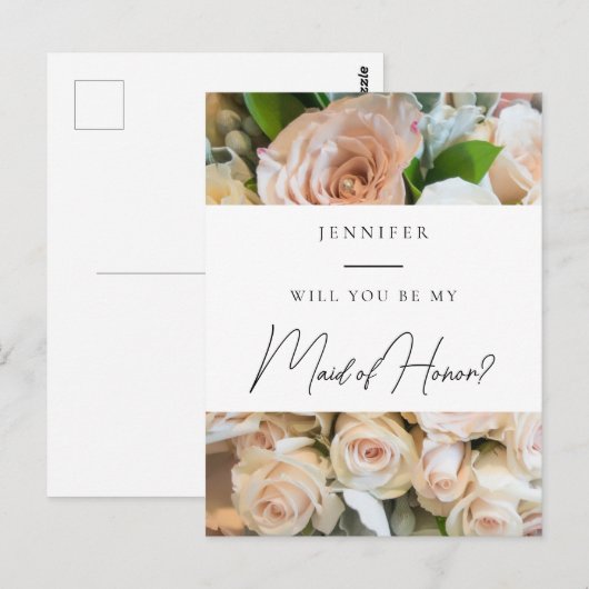 Elegant bloemenmeisje van eer voorstel briefkaart (Voorkant / Achterkant)