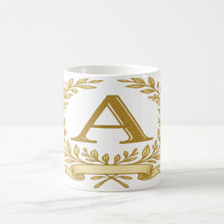 Elegant bloemenmonogram – Aangepast Initiaal & Naa Koffiemok