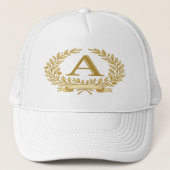 Elegant bloemenmonogram – Aangepast Initiaal & Naa Trucker Pet (Voorkant)