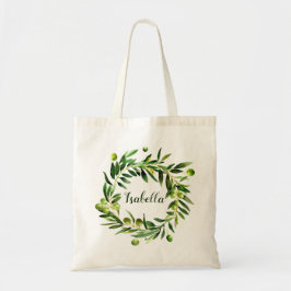 Elegant bloemenmonogram bruidsmeisje gunst tote bag