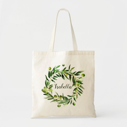 Elegant bloemenmonogram bruidsmeisje gunst tote bag (Voorkant)