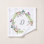 Elegant Bloemenmonogram Shabby Chic kleurrijk Bad Handdoek (Wasdoekje)