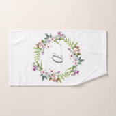 Elegant Bloemenmonogram Shabby Chic kleurrijk Bad Handdoek (Handdoek)