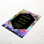 Elegant bloemenontwerp / geometrische rand folie uitnodiging (Gedraaid)