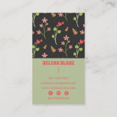 Elegant bloemenontwerp met een donkere achtergrond visitekaartje (Achterkant)