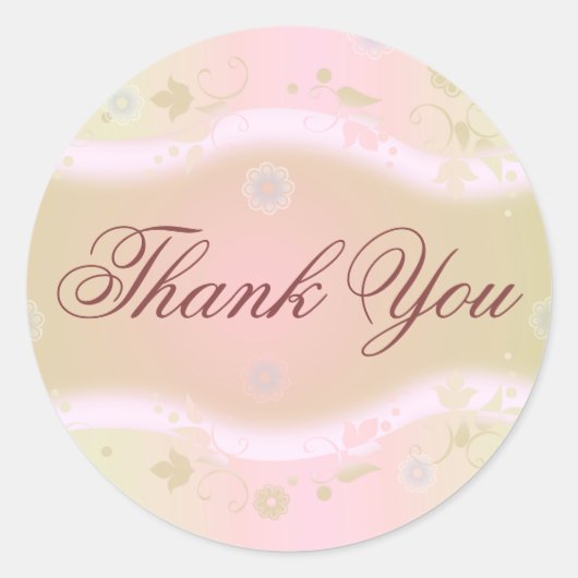 Elegant bloemenontwerp rond dank u Sticker P (Voorkant)
