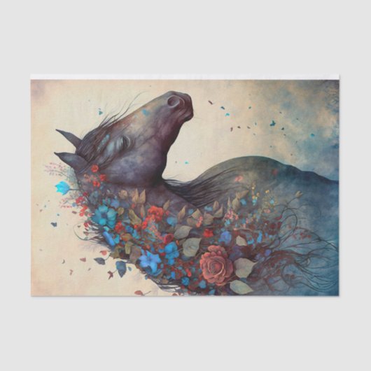 Elegant bloemenpaard tissuepapier (Voorkant)