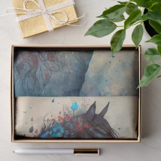 Elegant bloemenpaard tissuepapier (Geschenk)