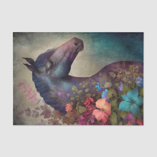 Elegant bloemenpaard tissuepapier (Voorkant)