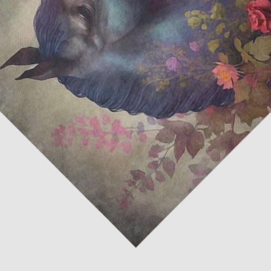 Elegant bloemenpaard tissuepapier (Detail)