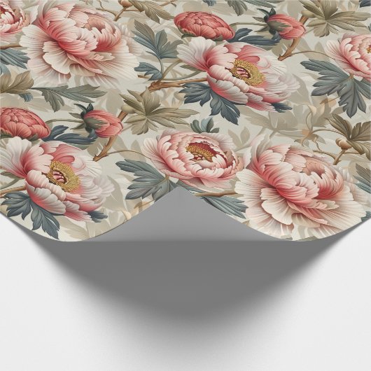 Elegant bloemenpatroon. Bleke roze pioenen Cadeaupapier (Hoek)