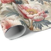 Elegant bloemenpatroon. Bleke roze pioenen Cadeaupapier (Rol Hoek)