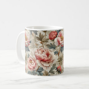 Elegant bloemenpatroon. Bleke roze pioenen Koffiemok