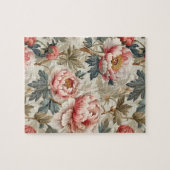 Elegant bloemenpatroon. Bleke roze pioenen Legpuzzel (Horizontaal)