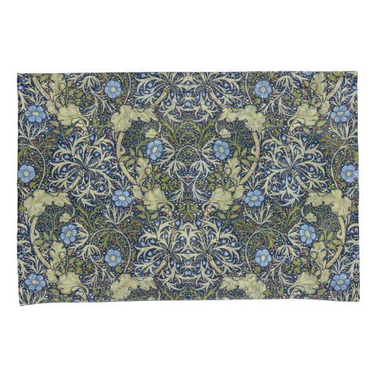 Elegant bloemenpatroon Bloemen Zeewier Groen Blauw Kussensloop (Voorkant-Rechts)