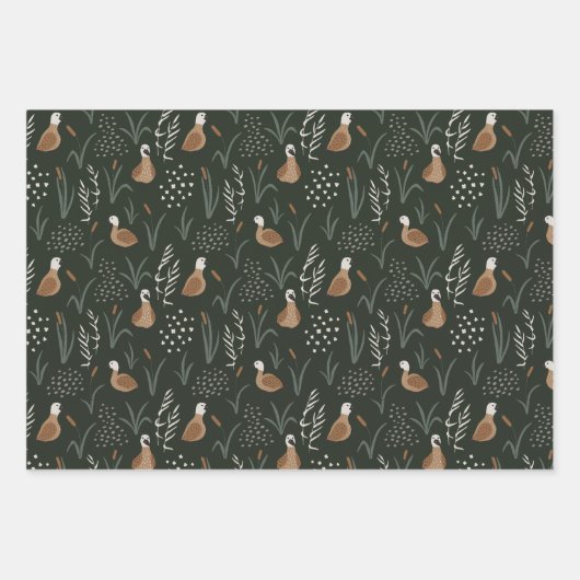 Elegant bloemenpatroon chique donker inpakpapier vel (Voorkant 2)