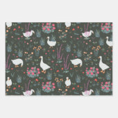 Elegant bloemenpatroon chique donker inpakpapier vel (Voorkant)