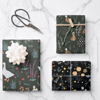 Elegant bloemenpatroon chique donker inpakpapier vel