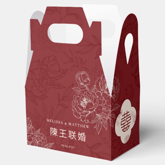 Elegant bloemenpatroon dank u Chinese bruiloft Bedankdoosjes (Geopend)