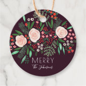 Elegant bloemenpatroon Kerstvakantie Bedankjes Labels (Voorkant)