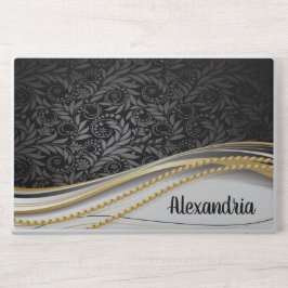 Elegant bloemenpatroon met gouden lint HP laptopsticker