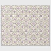 Elegant bloemenpatroon met witte en beige damast cadeaupapier (Vlak)