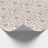 Elegant bloemenpatroon met witte en beige damast cadeaupapier (Hoek)