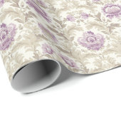 Elegant bloemenpatroon met witte en beige damast cadeaupapier (Rol Hoek)
