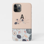 Elegant bloemenpatroon Monogram Initiaal Case-Mate iPhone Case (Achterkant)