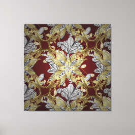 Elegant bloemenpatroon neutrale kleuren goud eleme canvas afdruk