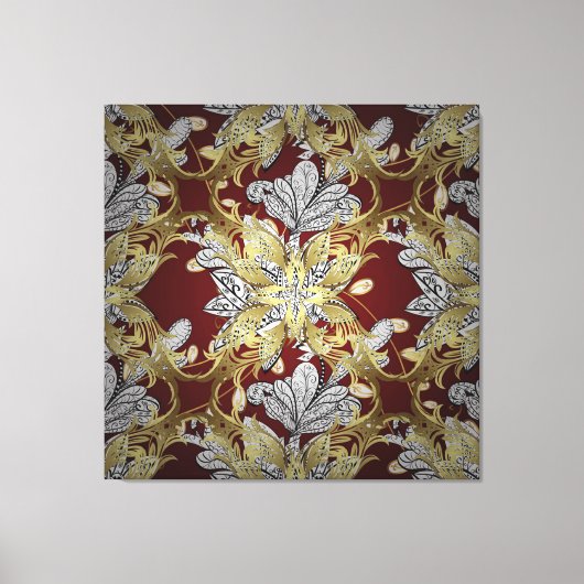 Elegant bloemenpatroon neutrale kleuren goud eleme canvas afdruk (Voorkant)