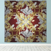 Elegant bloemenpatroon neutrale kleuren goud eleme canvas afdruk (Insitu (Houten vloer))