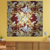 Elegant bloemenpatroon neutrale kleuren goud eleme canvas afdruk (Insitu (Woonkamer))