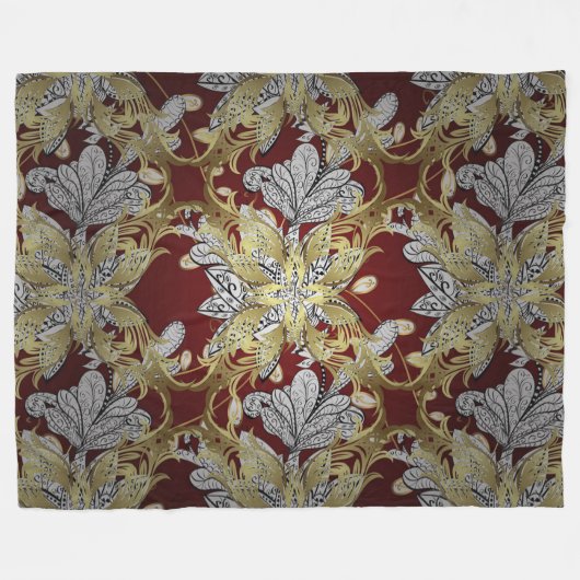 Elegant bloemenpatroon neutrale kleuren goud eleme fleece deken (Voorkant (Horizontaal))
