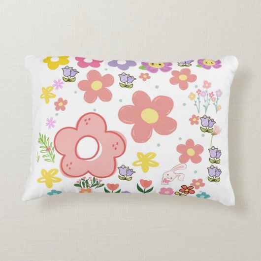 Elegant bloemenpatroon ontwerp accent kussen (Achterkant)